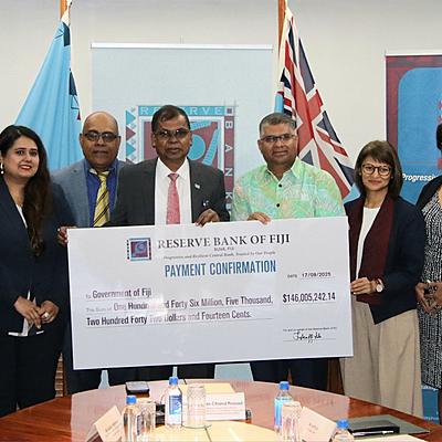 Fiji Government Receives $146 Million in Profits from Reserve Bank